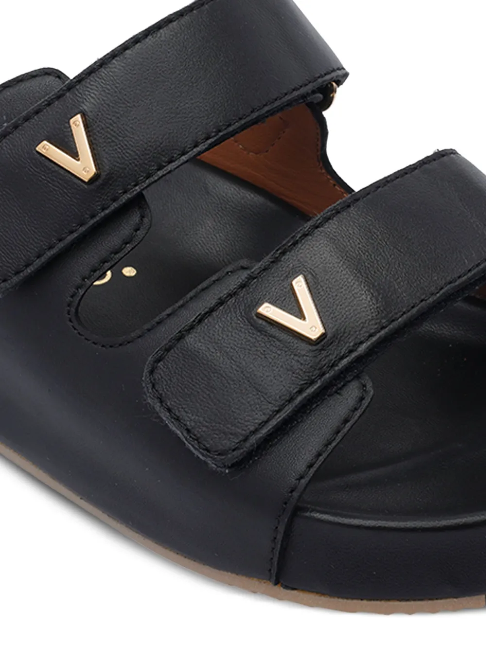Via Roma 15 leather slides Black