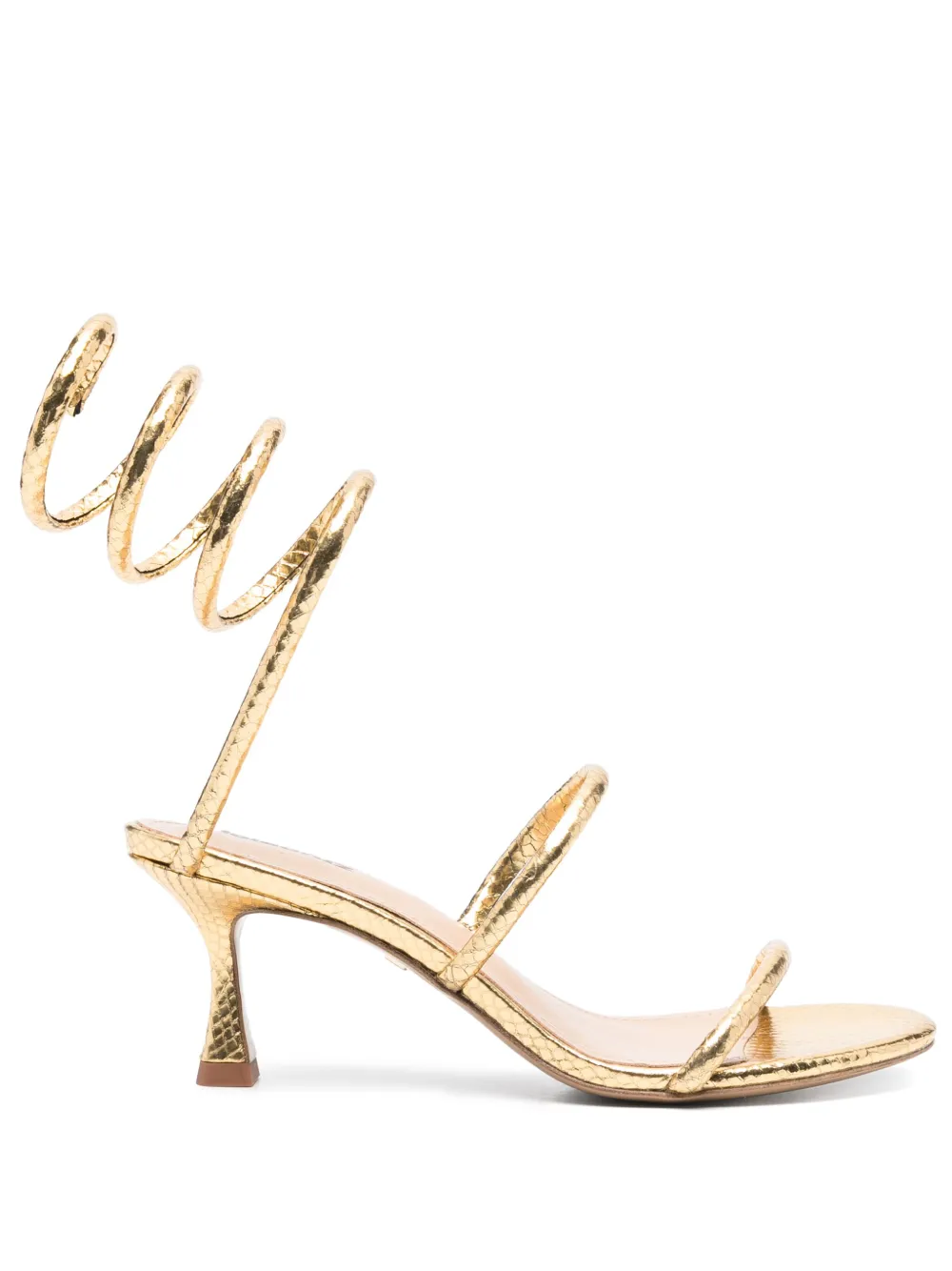 Lola Cruz 70mm snakeskin sandals Gold