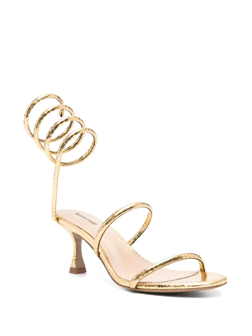 Lola Cruz 70mm snakeskin sandals Gold