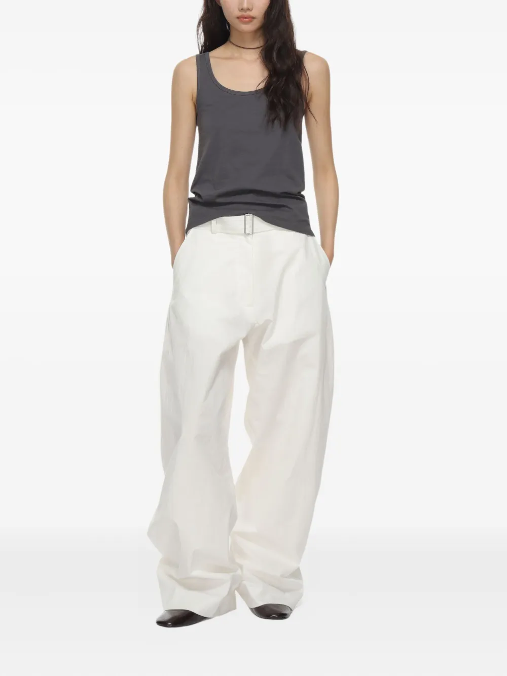 Studio Nicholson Broek met ceintuur - Wit