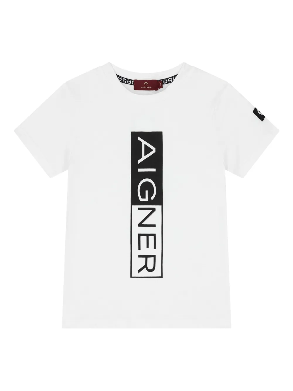 Aigner Kids T-shirt met logoprint en korte mouwen Wit