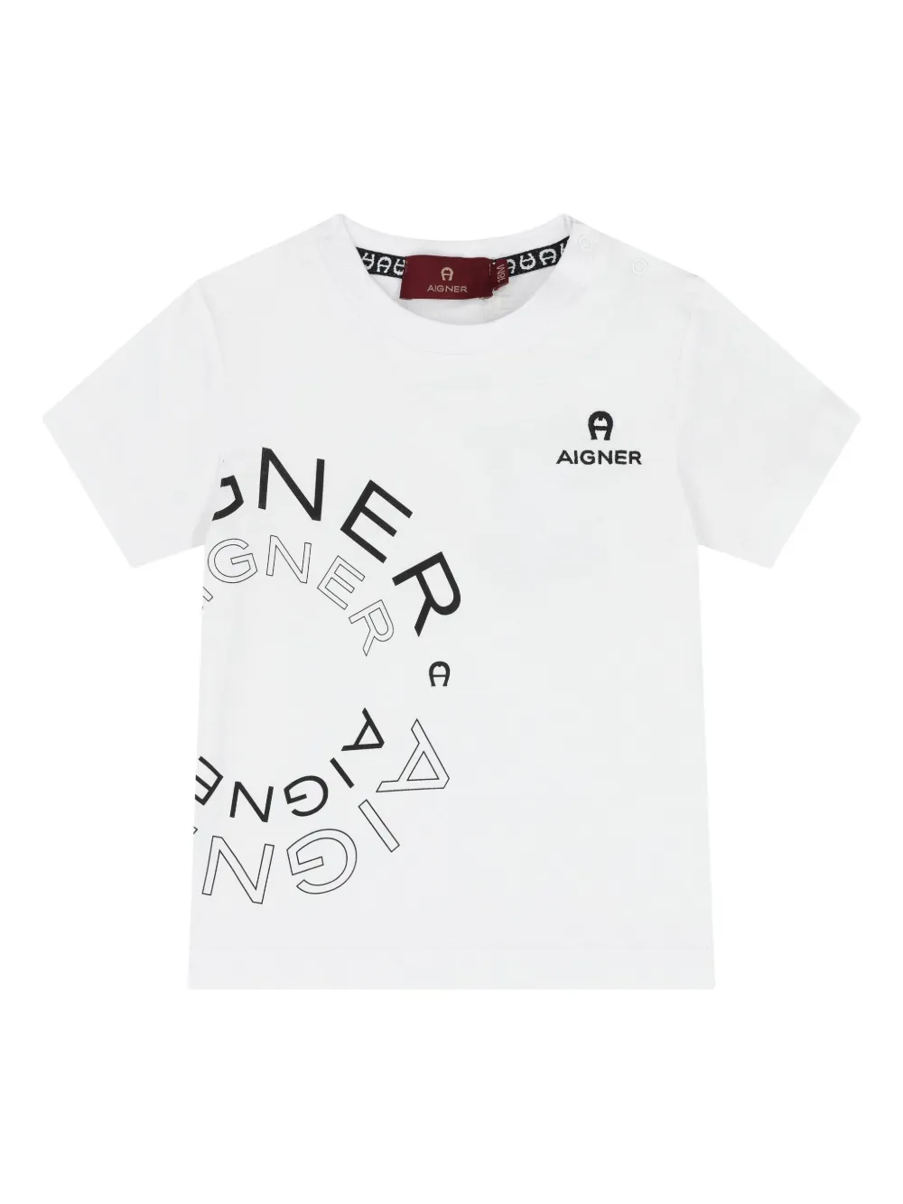 Aigner Kids T-shirt met logoprint en korte mouwen Wit