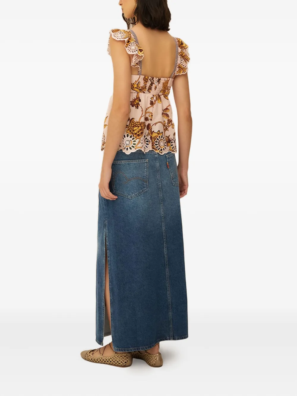 FARM Rio Maxi-rok met zijsplit Blauw