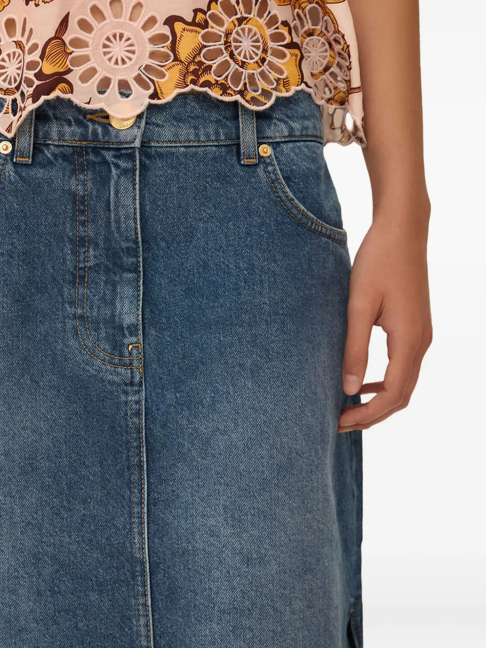 FARM Rio Maxi-rok met zijsplit Blauw