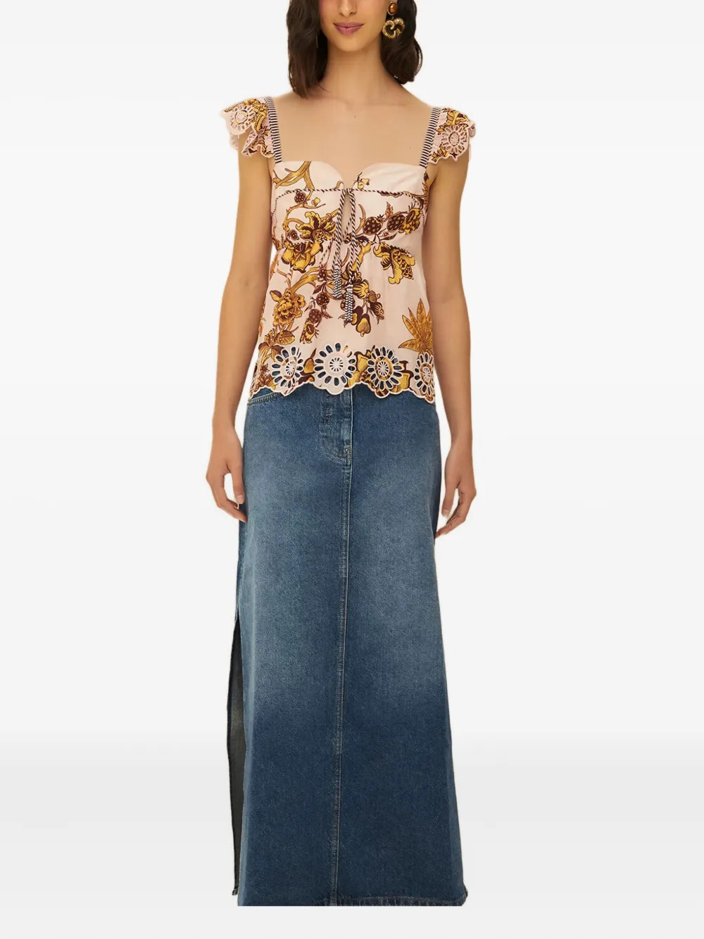 FARM Rio Maxi-rok met zijsplit - Blauw