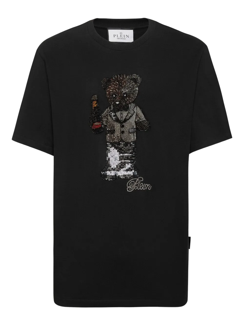Philipp Plein teddy bear-motif crystal-embellished T-shirt | Black | Image 1