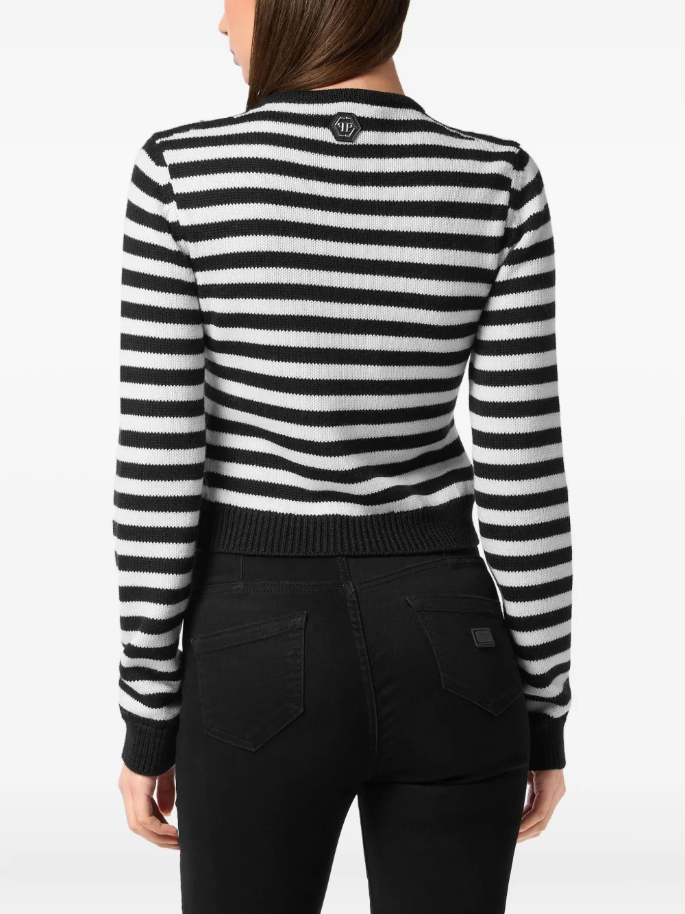 Philipp Plein Gestreepte trui Wit