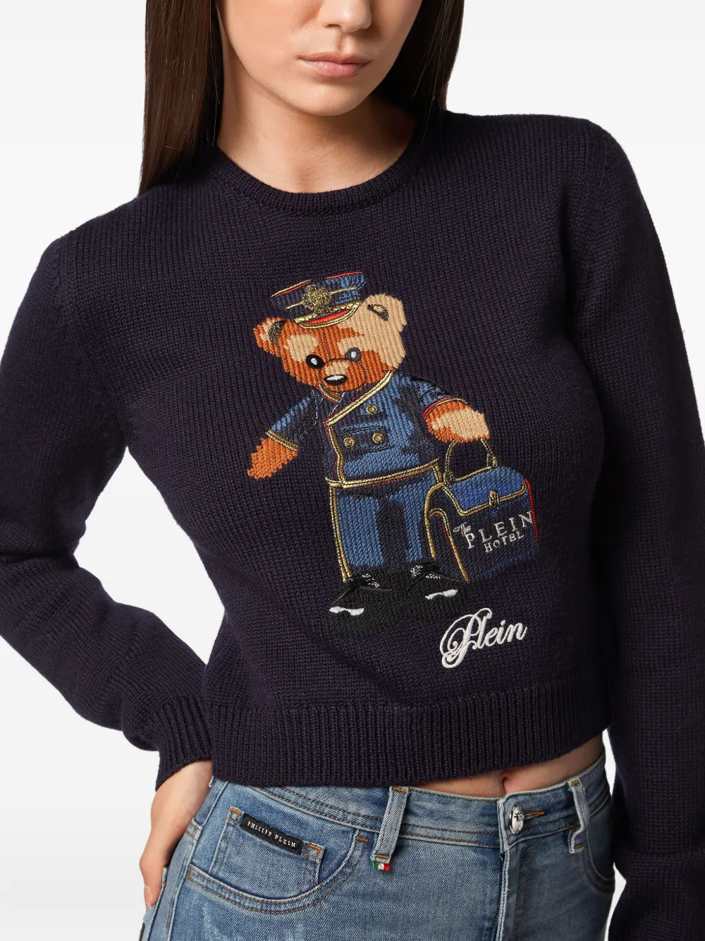 Philipp Plein round-neck long-sleeves pullover sweater Zwart