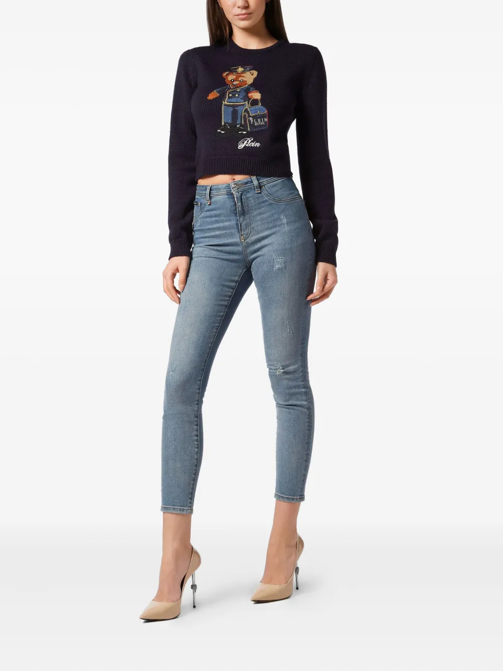 Philipp Plein round-neck long-sleeves pullover sweater Zwart