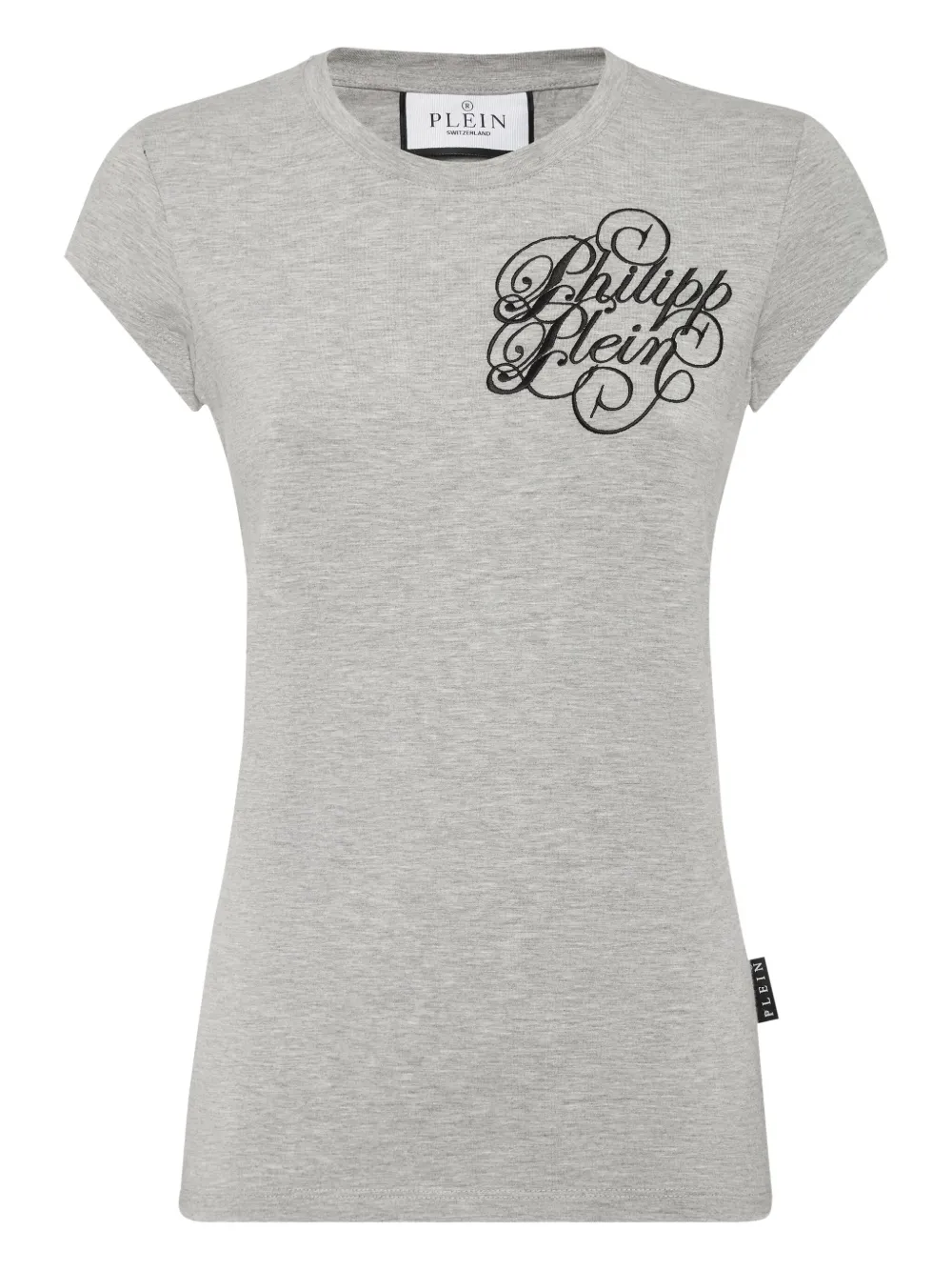 Philipp Plein logo-embroidered T-shirt Grijs