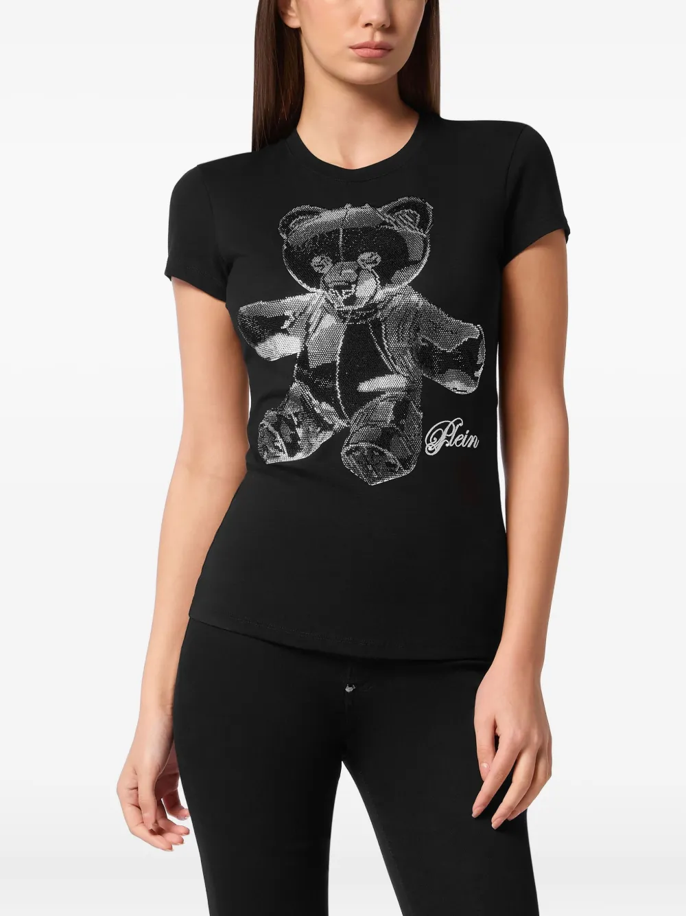 Philipp Plein crystal-embellished teddy t-shirt Zwart