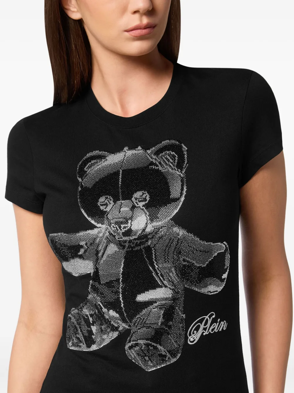 Philipp Plein crystal-embellished teddy t-shirt Zwart