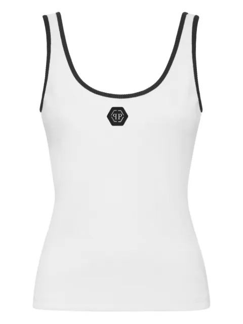Philipp Plein ribbed hexagon-logo tank top