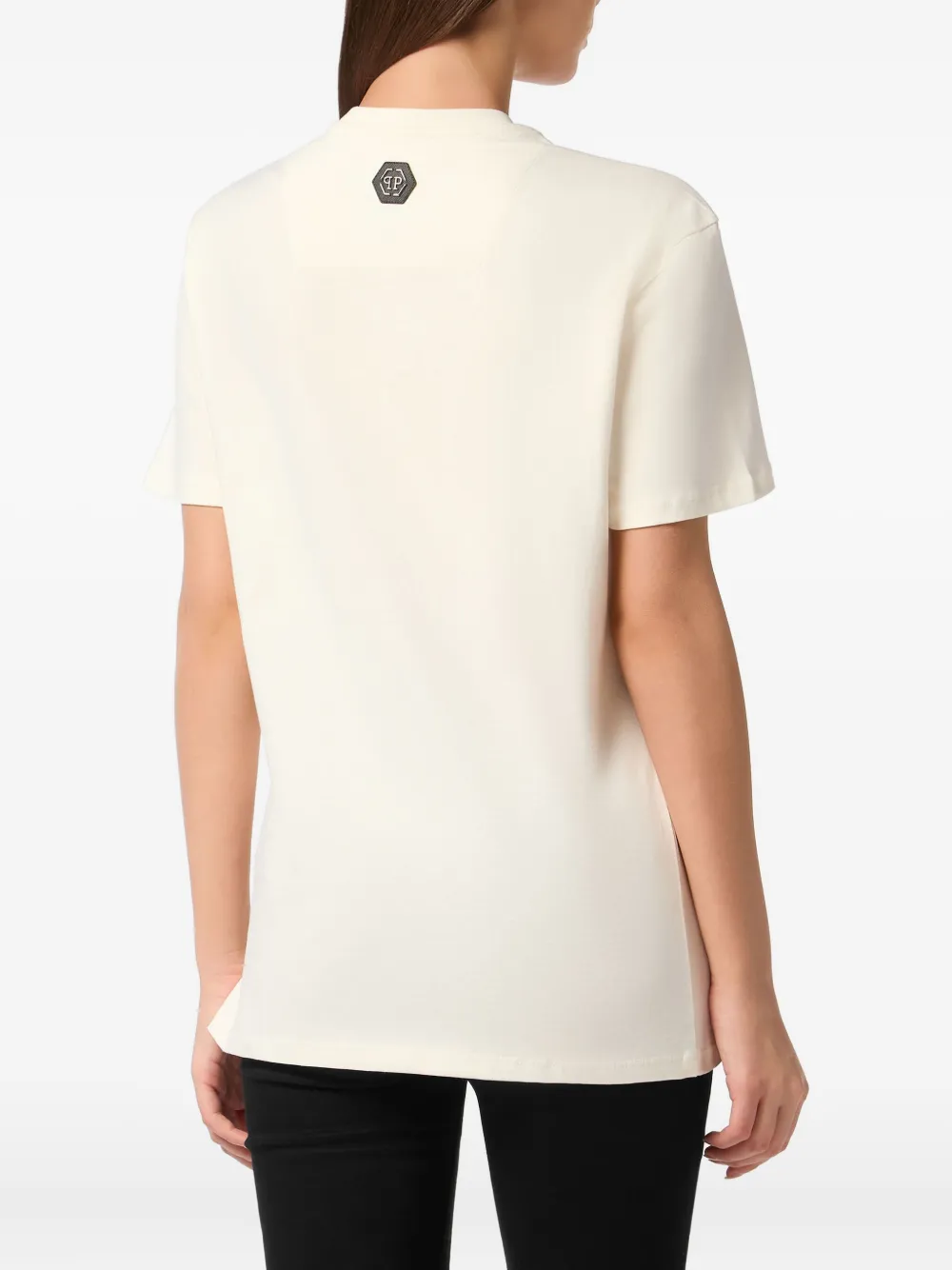 Philipp Plein Katoenen T-shirt verfraaid met teddybeer Beige
