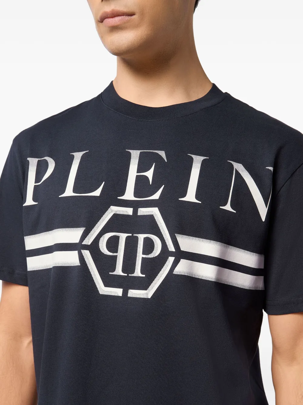 Philipp Plein Stripes T-shirt In Black