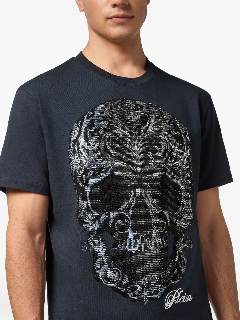 Philipp Plein T-shirt met doodskopprint Blauw