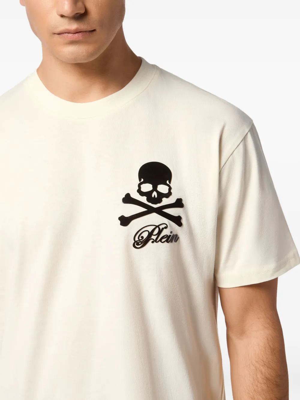 Philipp Plein T-shirt met doodskopprint Beige