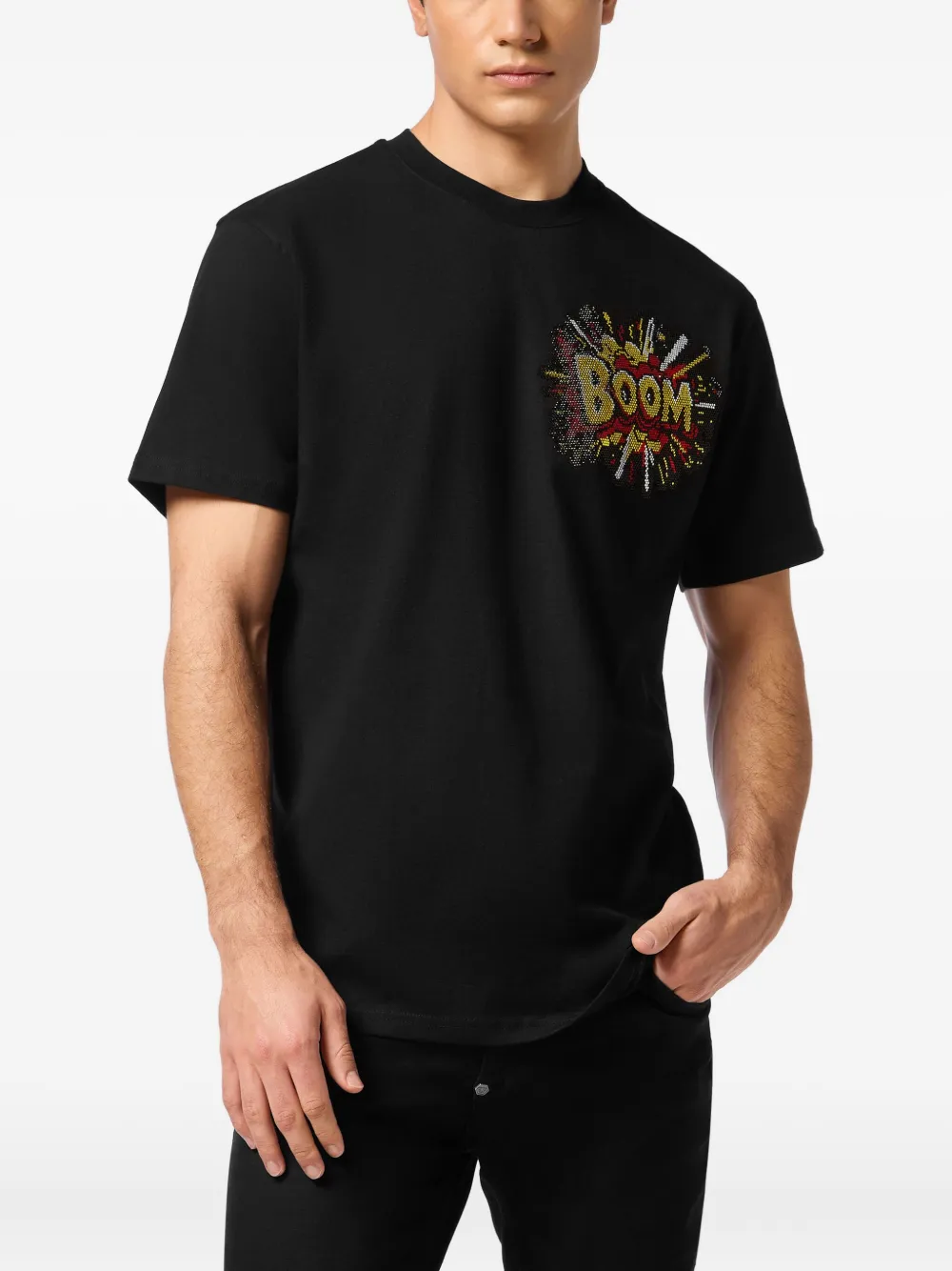 Philipp Plein T-shirt met kralen - Zwart