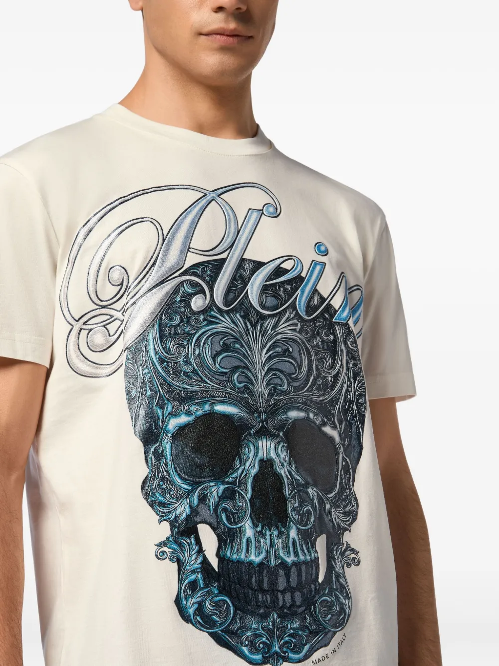 Philipp Plein T-shirt met doodskopprint Beige