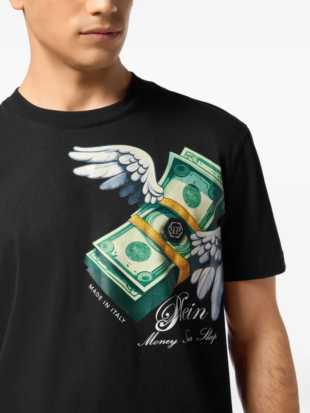 Philipp Plein T-shirt met geldprint Zwart