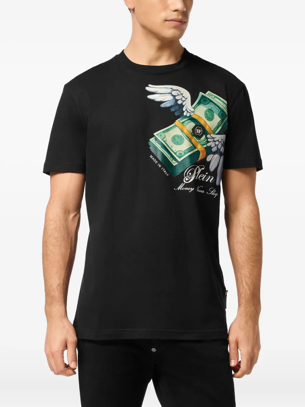 Philipp Plein T-shirt met geldprint - Zwart