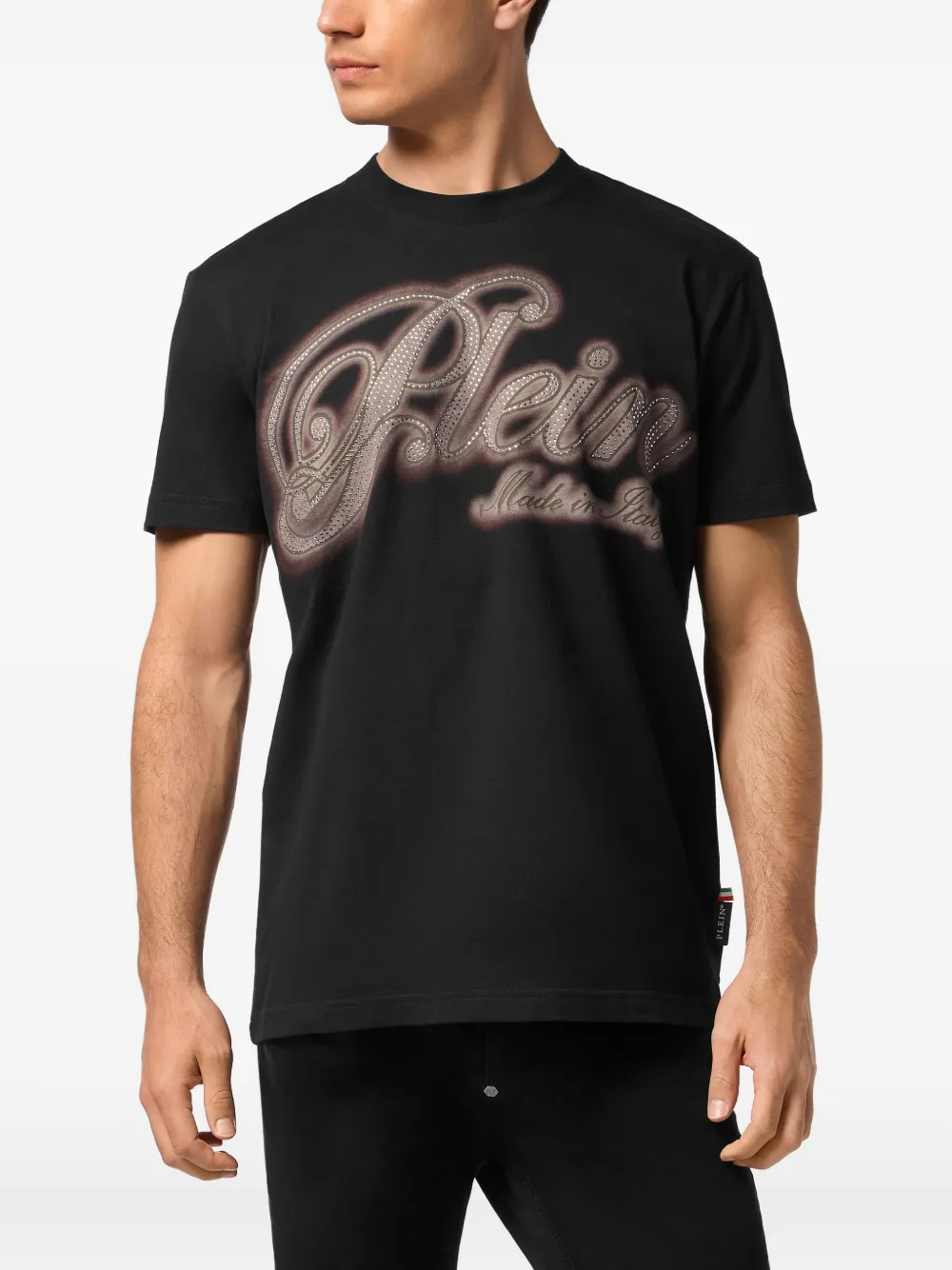 Philipp Plein T-shirt verfraaid met stras - Zwart