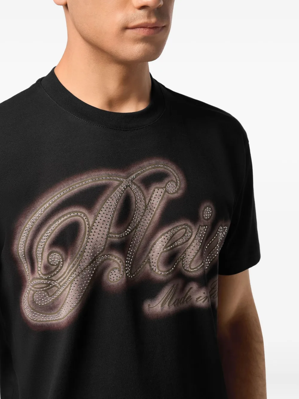 Philipp Plein T-shirt verfraaid met stras Zwart