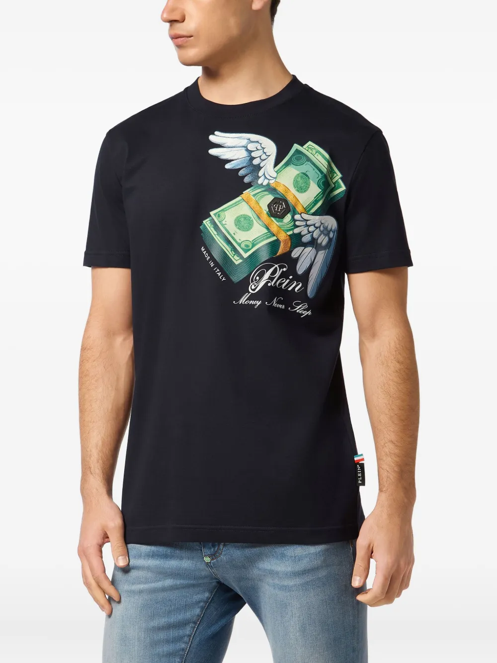 Philipp Plein Money T-shirt met vleugelprint Blauw