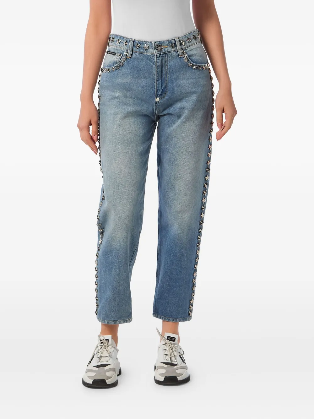 Philipp Plein Jeans met stervormige studs - Blauw