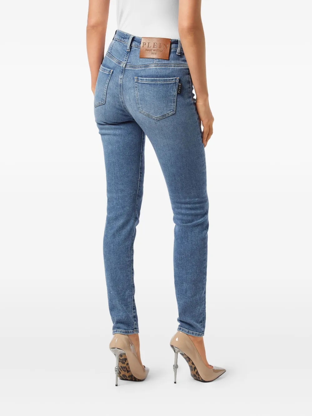 Philipp Plein Jeans met logoplakkaat Blauw