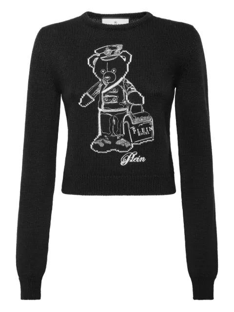 Philipp Plein — teddy-embroidered crew-neck sweater