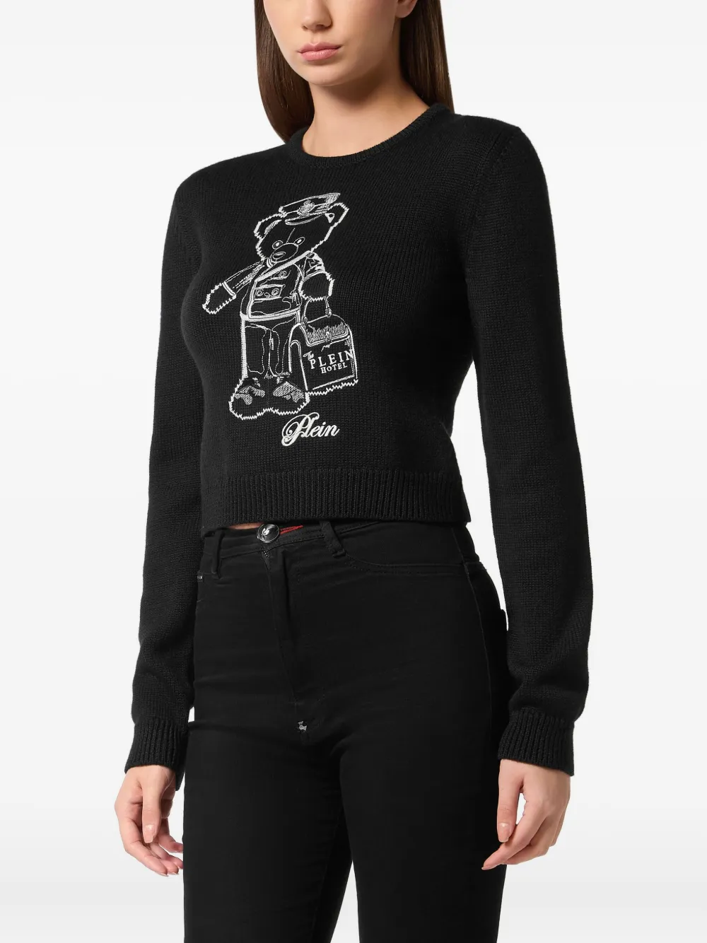  Philipp Plein Maglione Girocollo Con Ricamo - Nero 