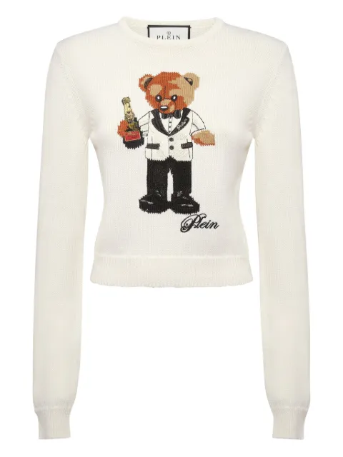 Philipp Plein teddy-embroidered crew-neck sweater