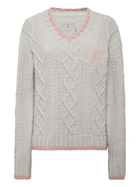 Philipp Plein cable-knit v-neck sweater