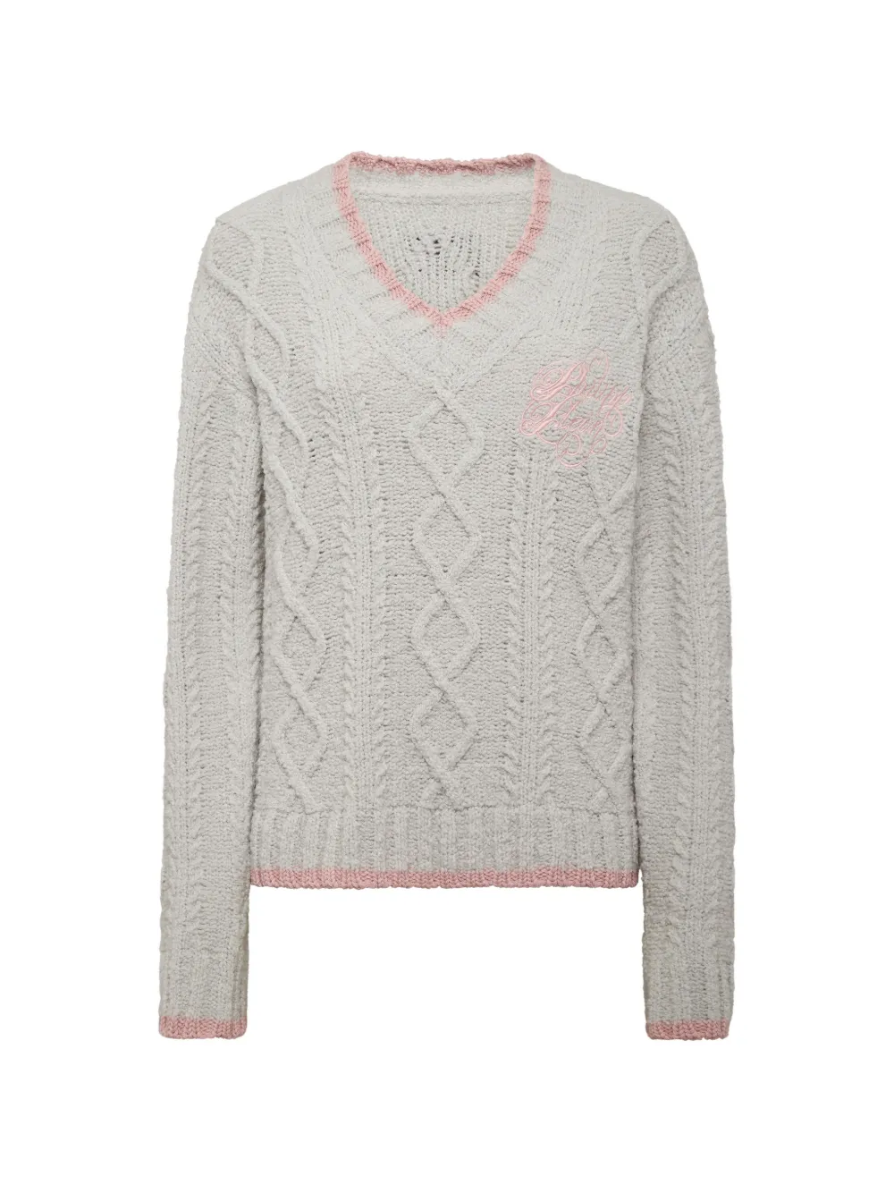 Philipp Plein cable-knit v-neck sweater - Grigio