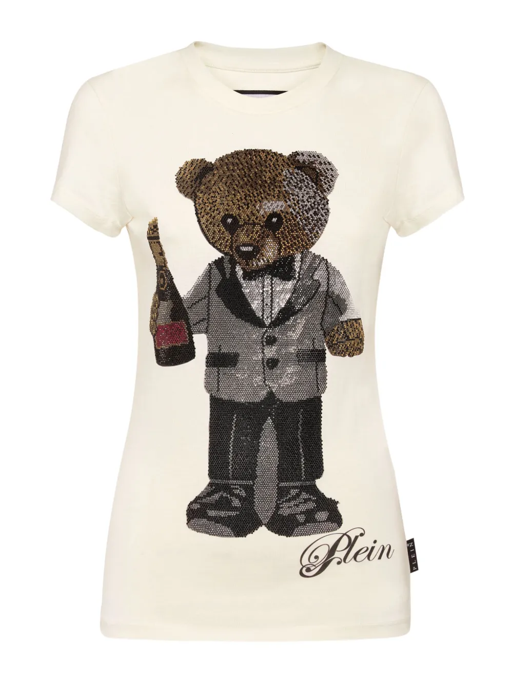 Philipp Plein teddy-print embellished T-shirt - ニュートラル
