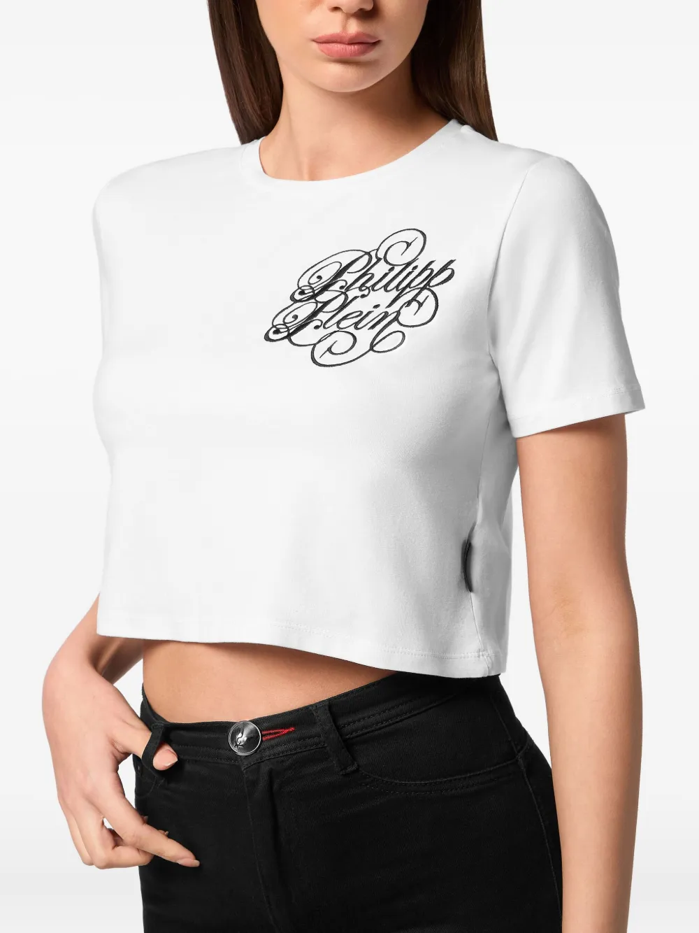 Philipp Plein Logo-detail Cropped T-shirt In White
