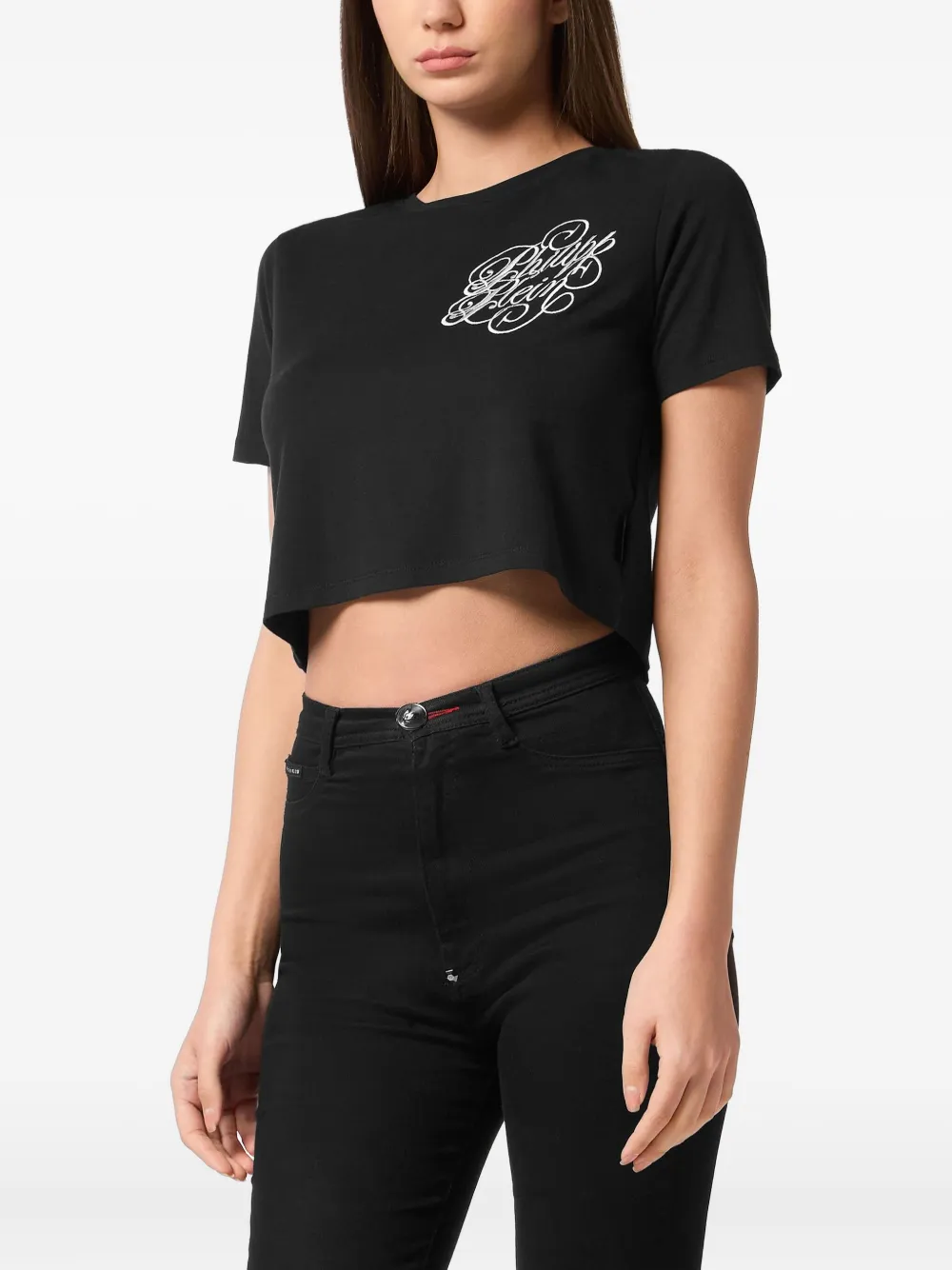 Philipp Plein Embroidered Short-sleeve T-shirt In Black