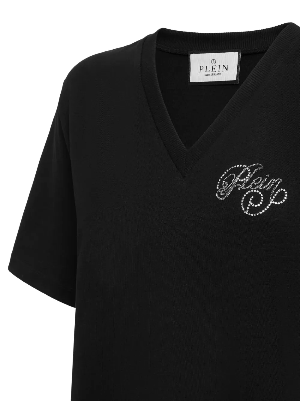Philipp Plein Signature-embellished V-neck T-shirt In Black
