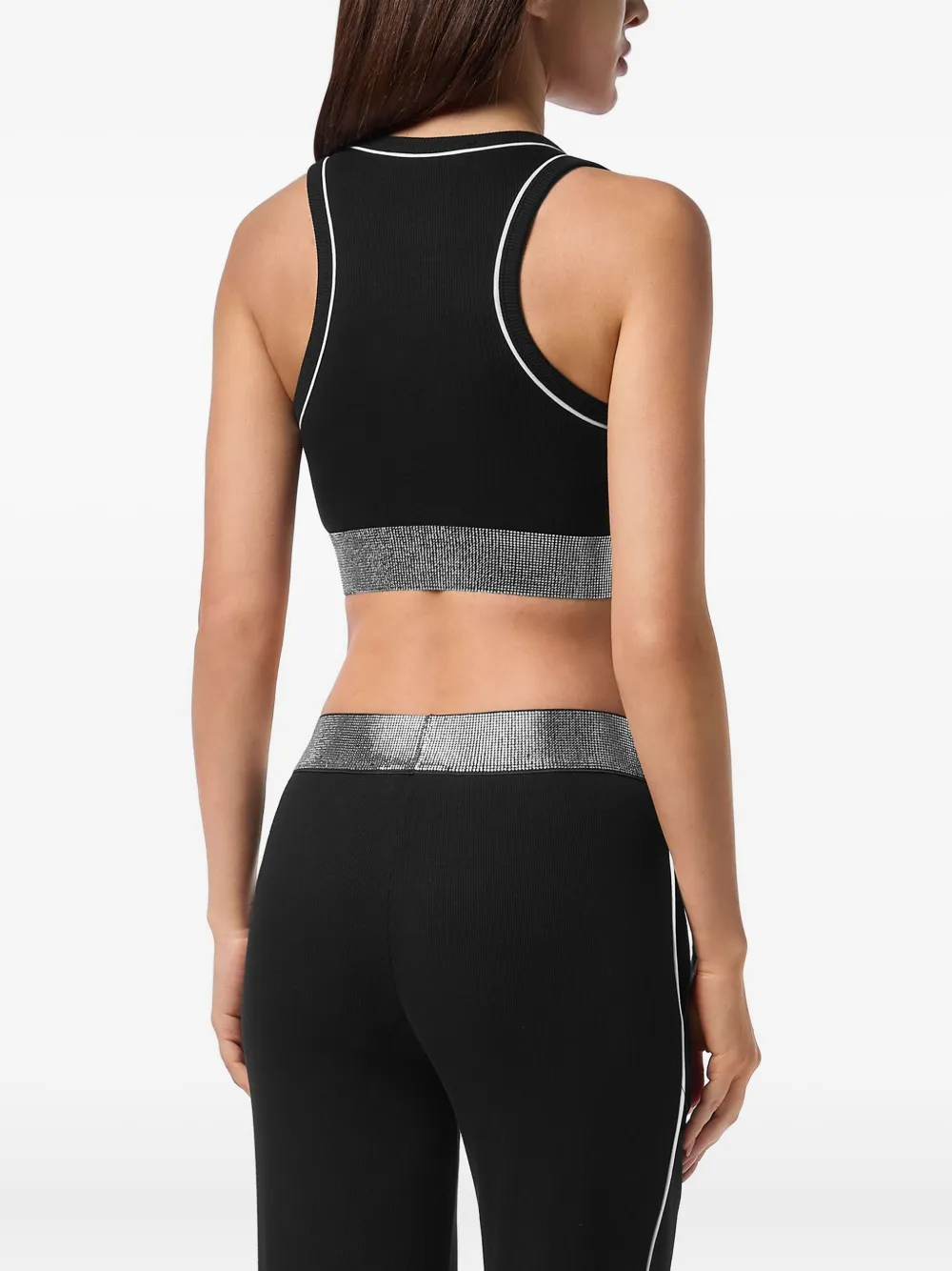 Philipp Plein Ribgebreide top met geborduurd logo Zwart