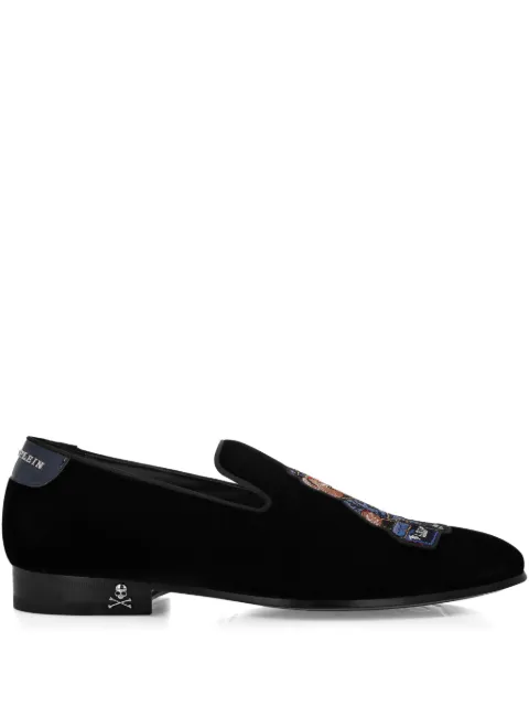 Philipp Plein Teddy Doorman embroidered velvet loafers