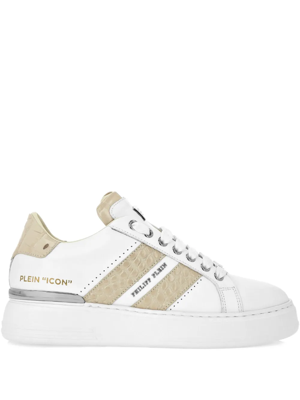 Philipp Plein Leather Platform Sneakers In White