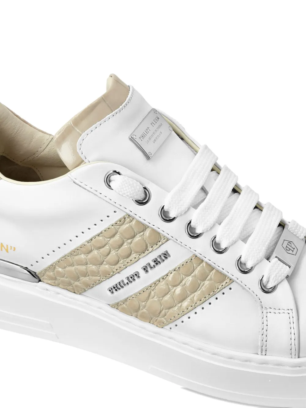 Philipp Plein Leather Platform Sneakers In White