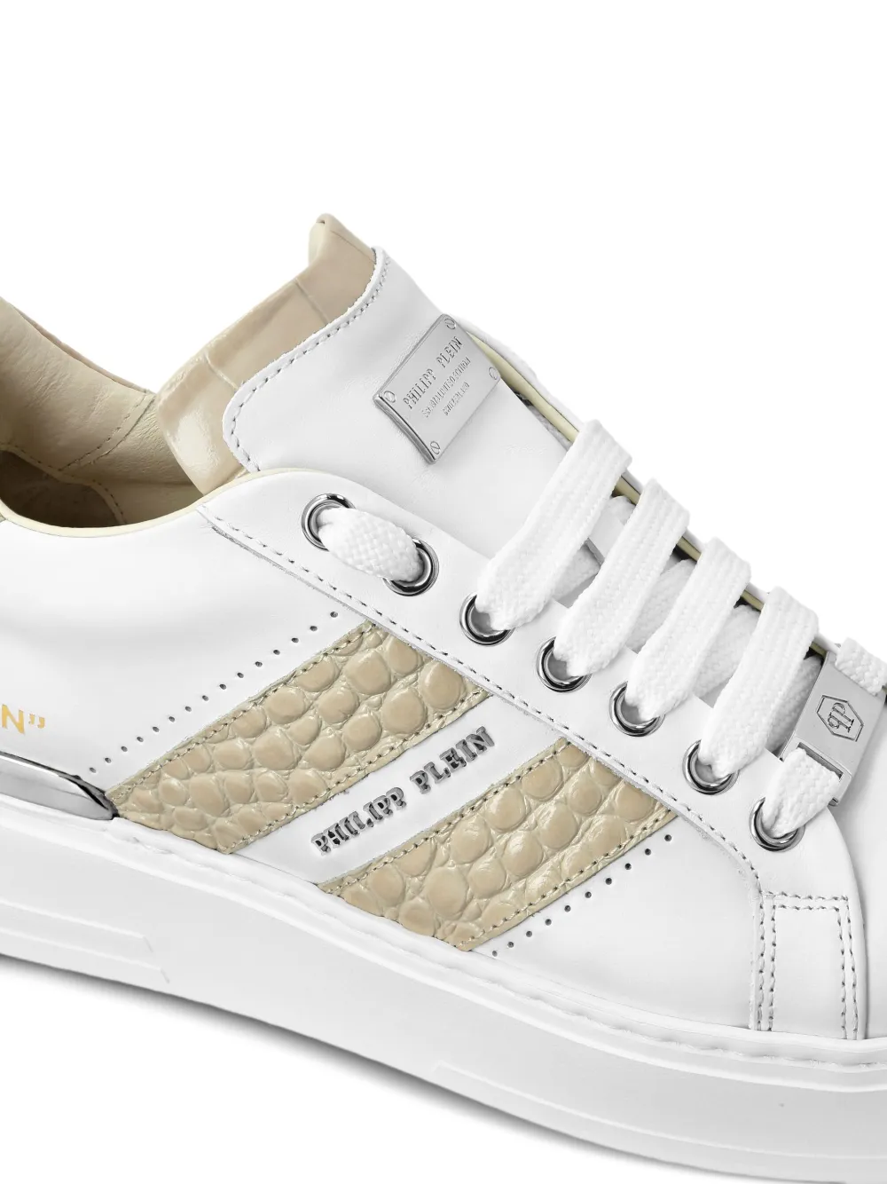 Philipp Plein leather platform sneakers White