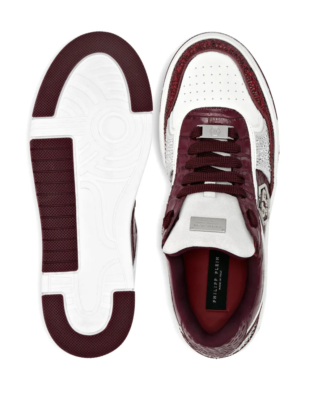 Philipp Plein Mix crocodile-effect sneakers Red