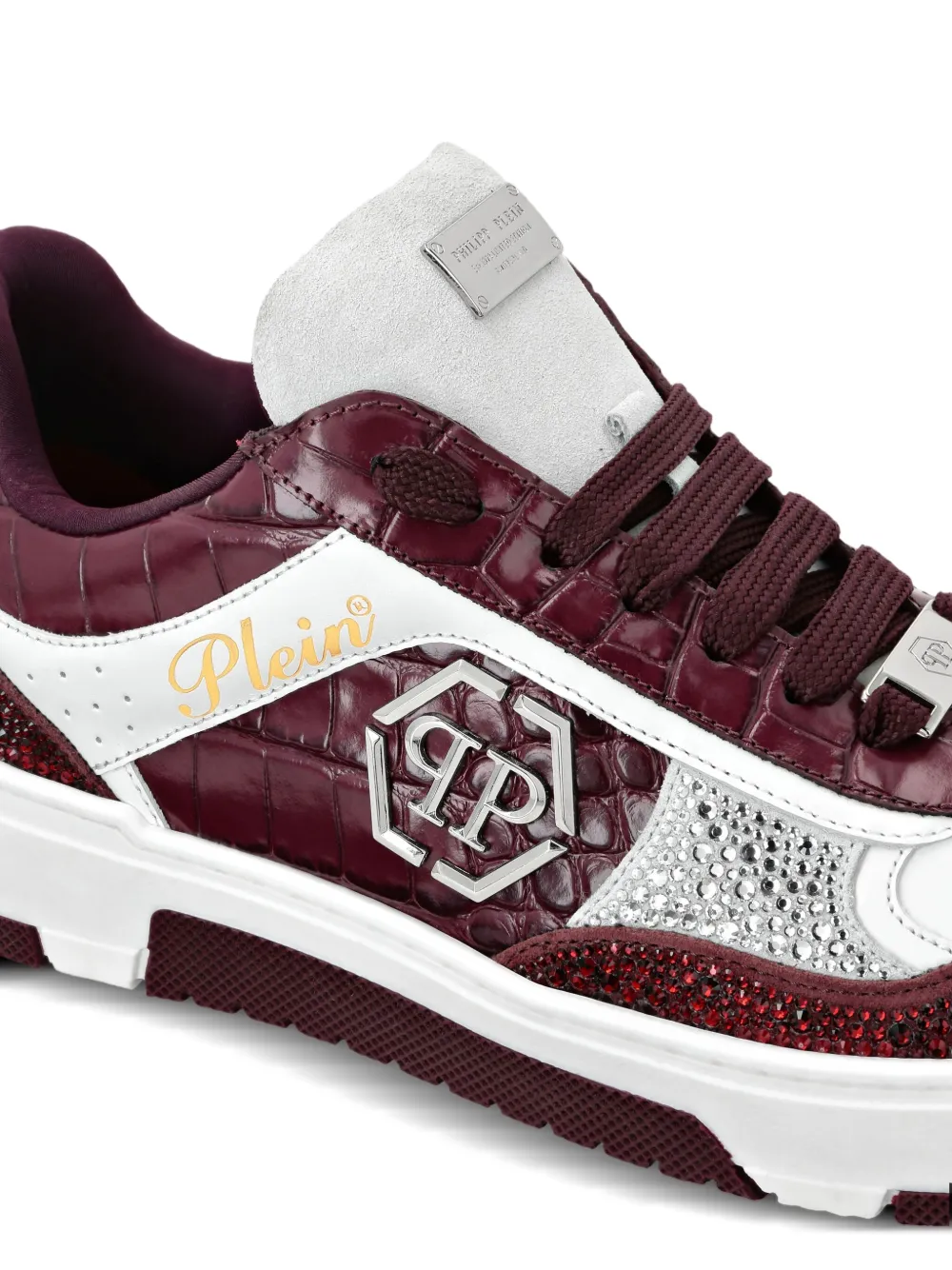Philipp Plein Mix crocodile-effect sneakers Red