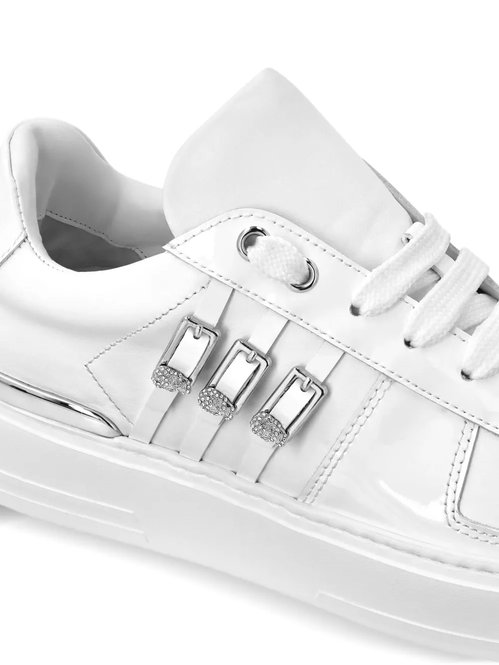 Philipp Plein Sneakers met kristallen gesp Wit