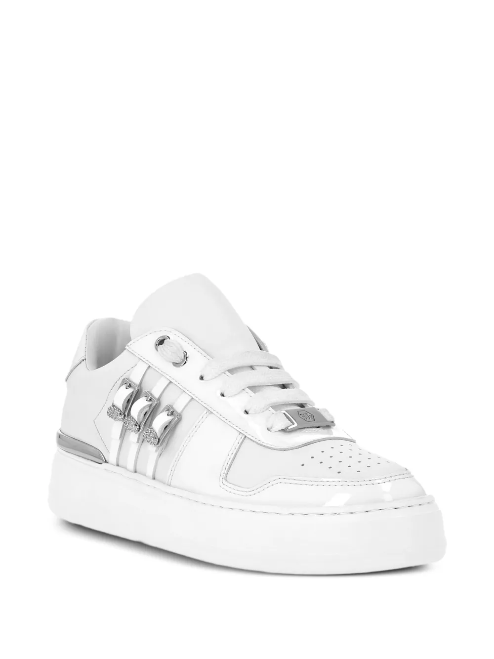 Philipp Plein Sneakers met kristallen gesp Wit