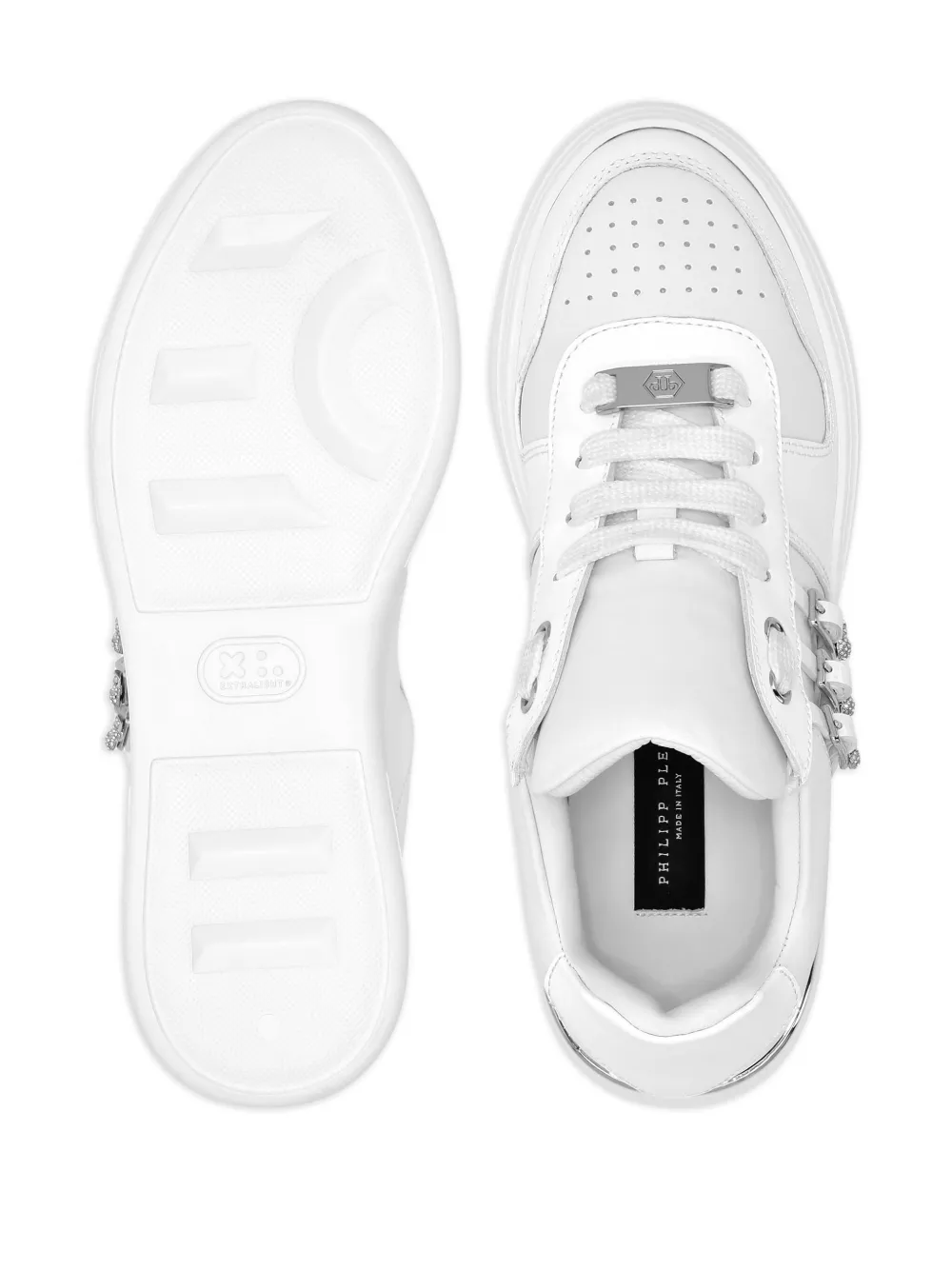 Philipp Plein Sneakers met kristallen gesp Wit