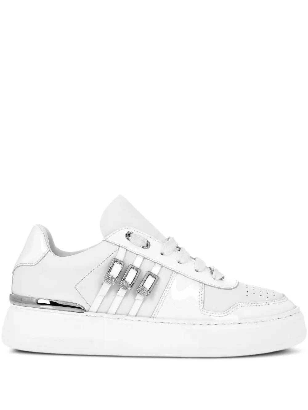 Philipp Plein crystal-buckled sneakers White